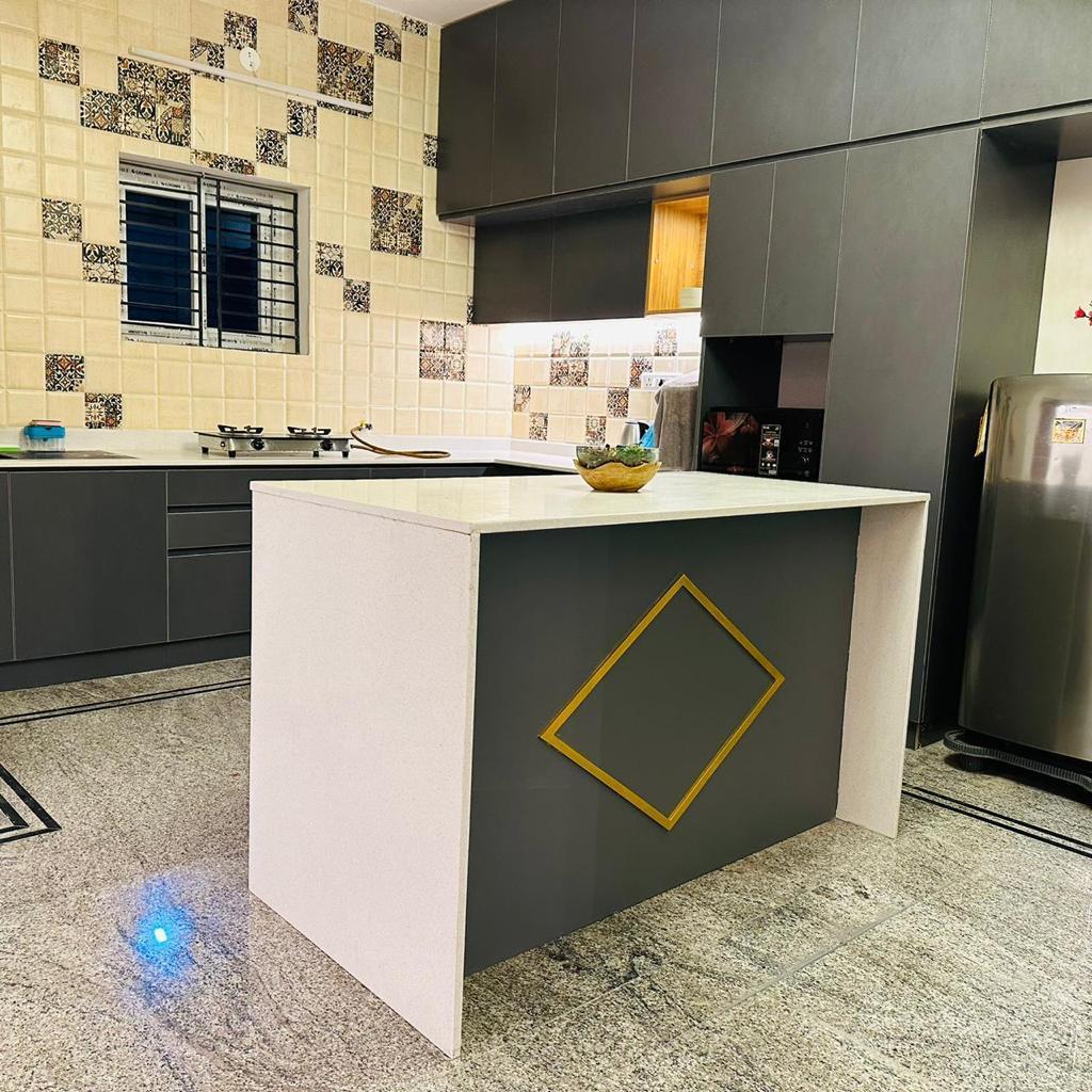 Completed villa kitchen interior in Bengaluru