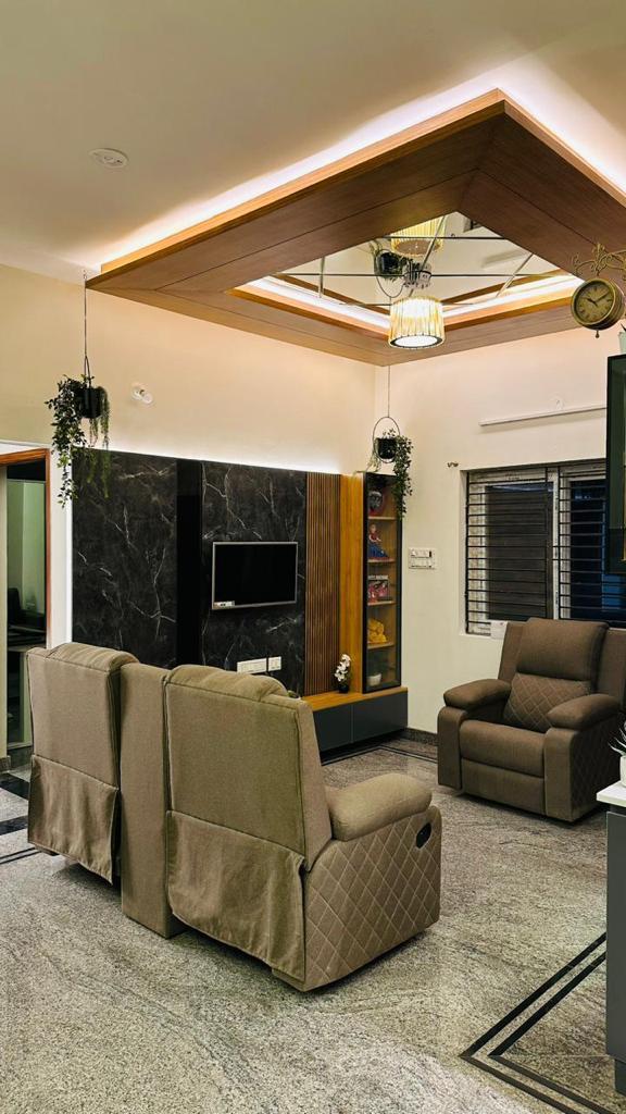 Completed living area joinery in a Bengaluru apartment