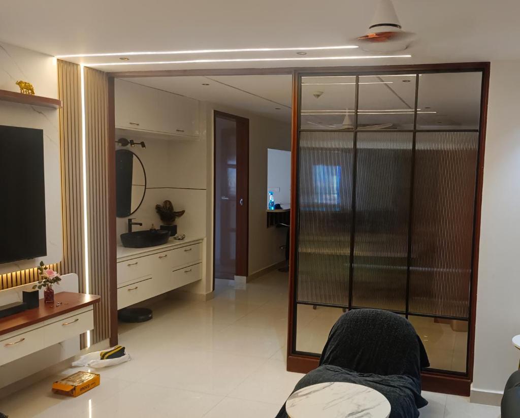 Completed living-room partition at Rajendra Residence in Vizag
