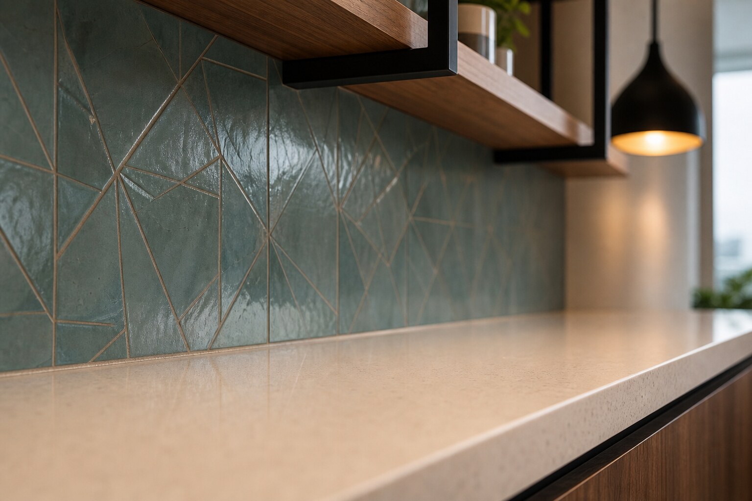 Pantry and wet-area detail from AlcorOne's completed work in Vizag, Andhra Pradesh