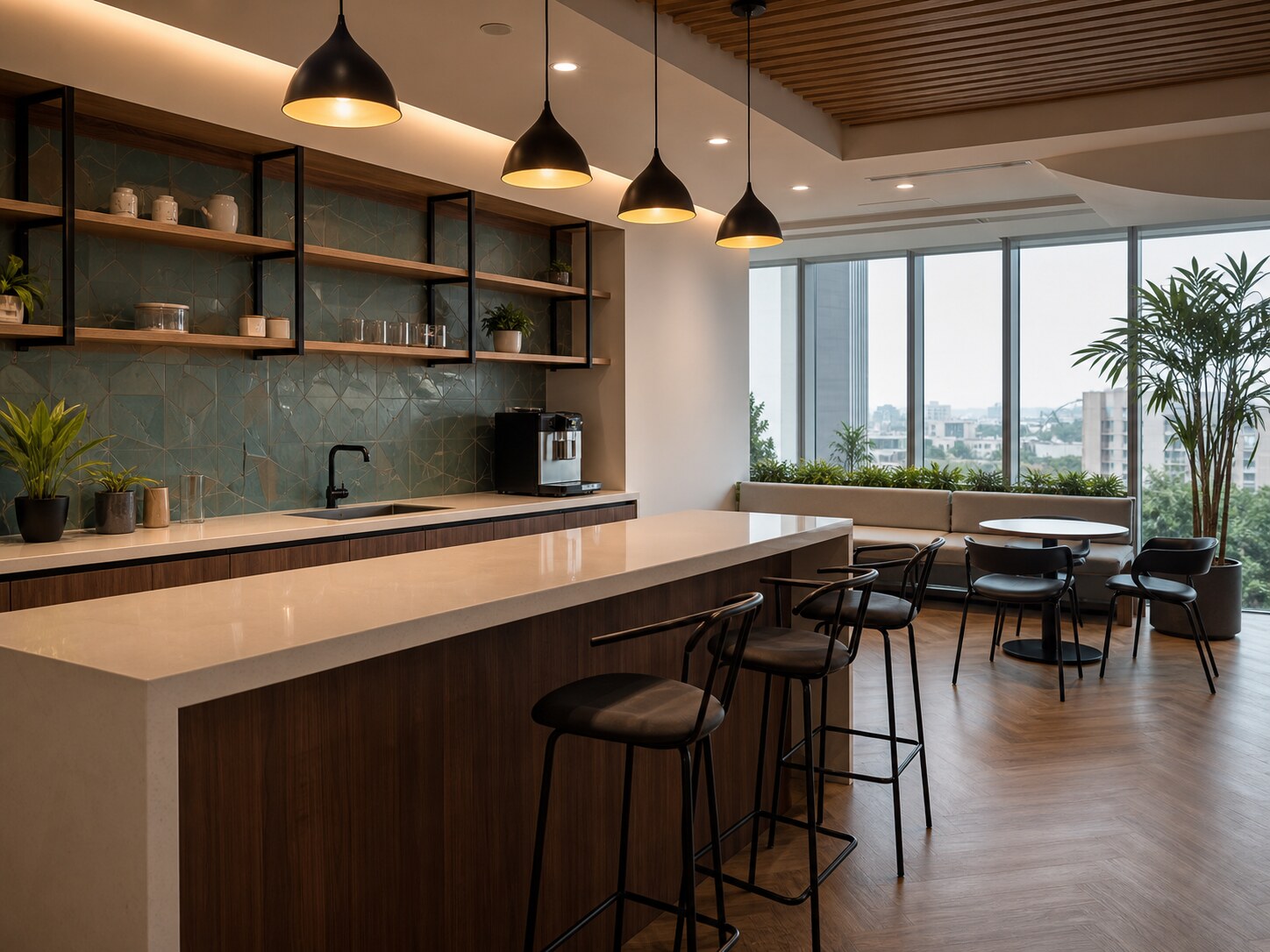 Completed office pantry from AlcorOne's work in Vizag, Andhra Pradesh