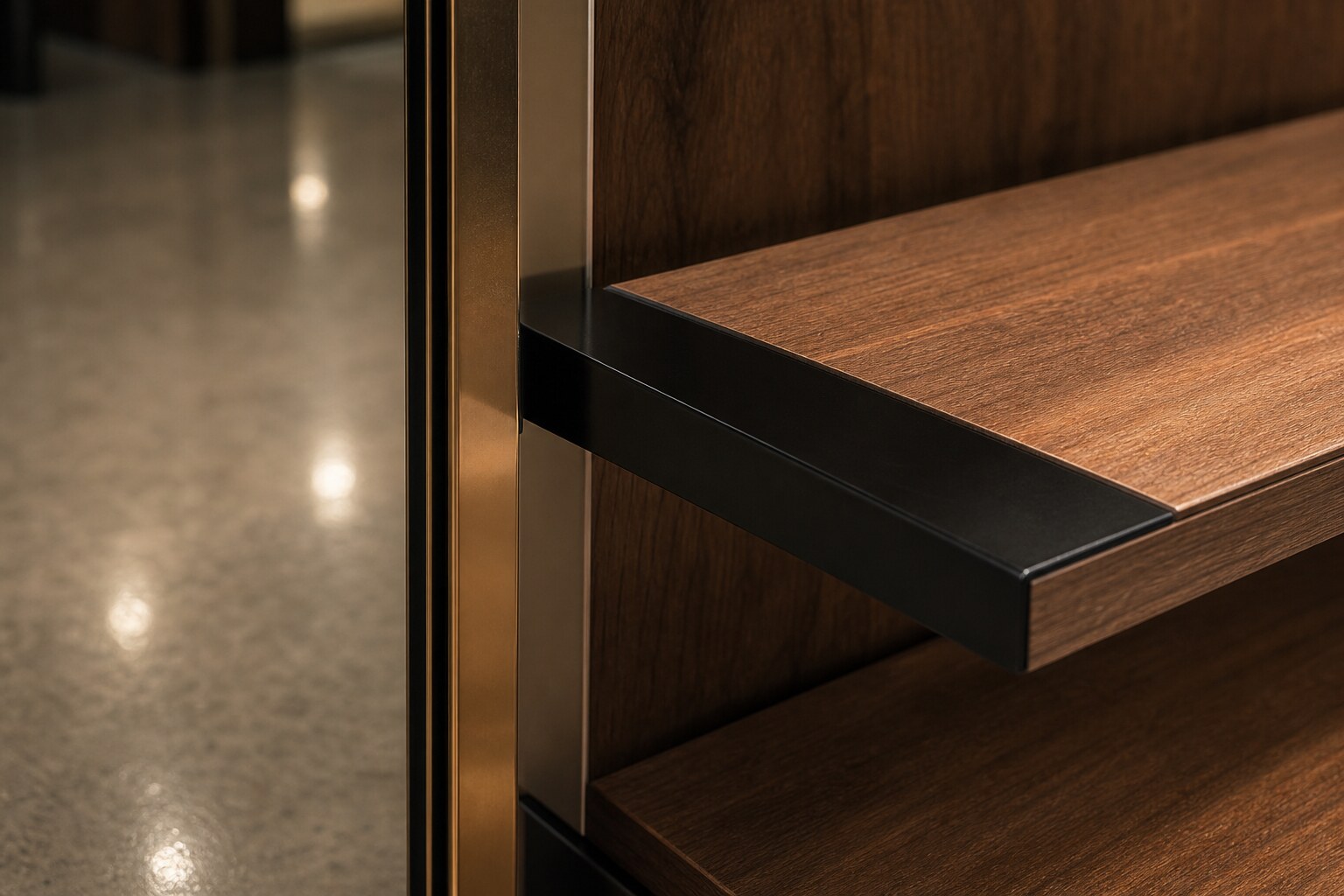 Display joinery and lighting detail from AlcorOne's completed work in Vizag, Andhra Pradesh
