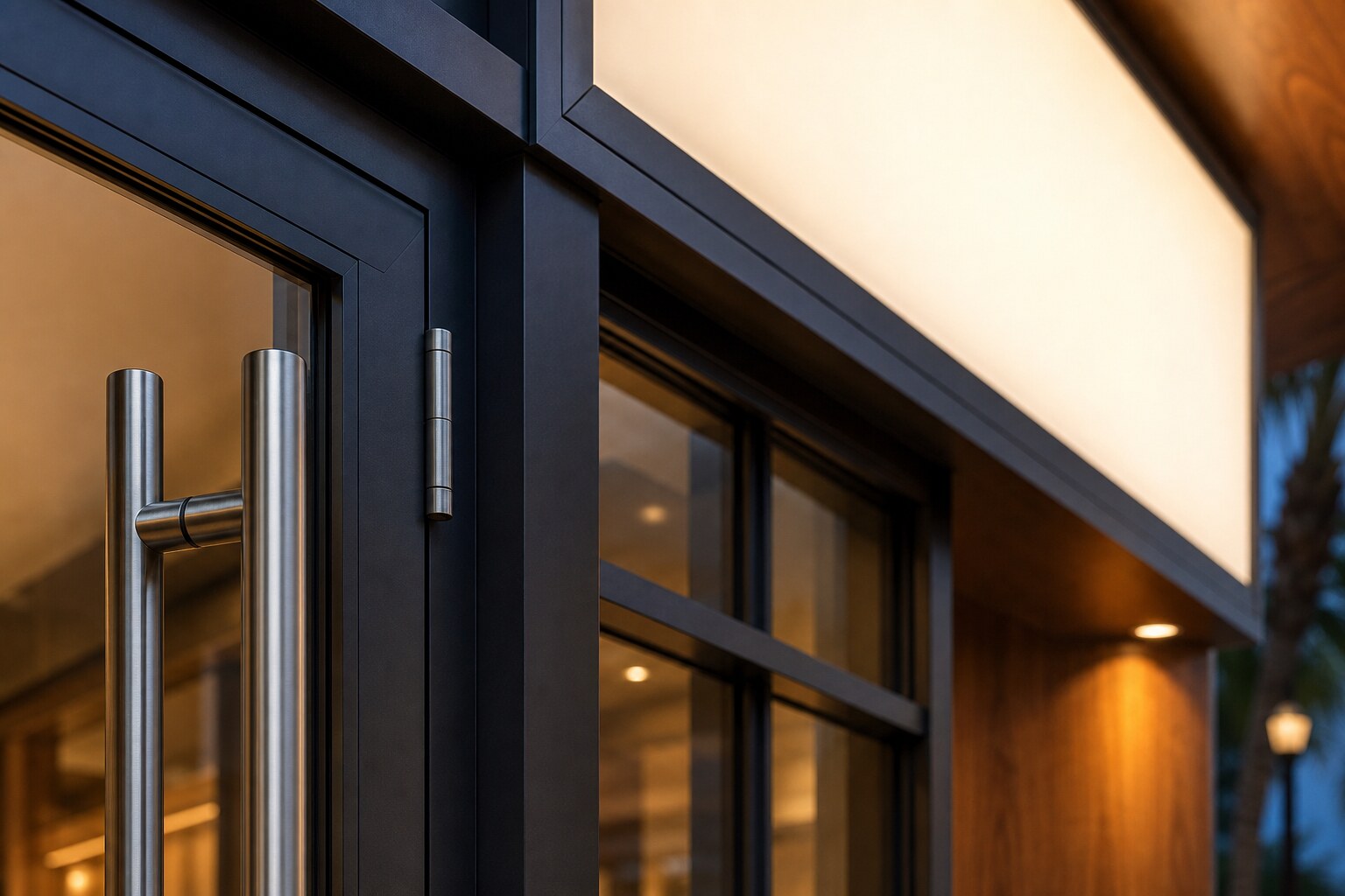 Storefront detail from AlcorOne's completed work in Vizag, Andhra Pradesh