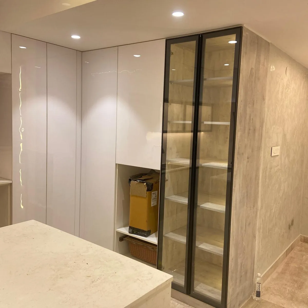 Aditya Empress apartment interiors in Hyderabad by AlcorOne Solutions — Glass display unit