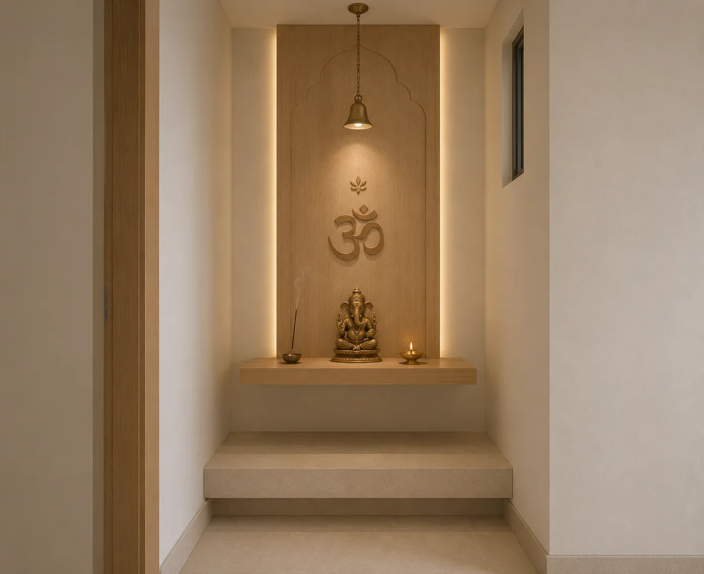 Minimal pooja alcove proposal for Aparna Zicon Hyderabad