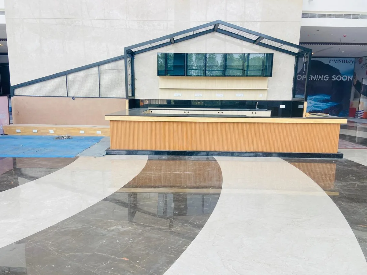 Cha Republic mall kiosk fit-out in Hyderabad by AlcorOne Solutions — Atrium elevation