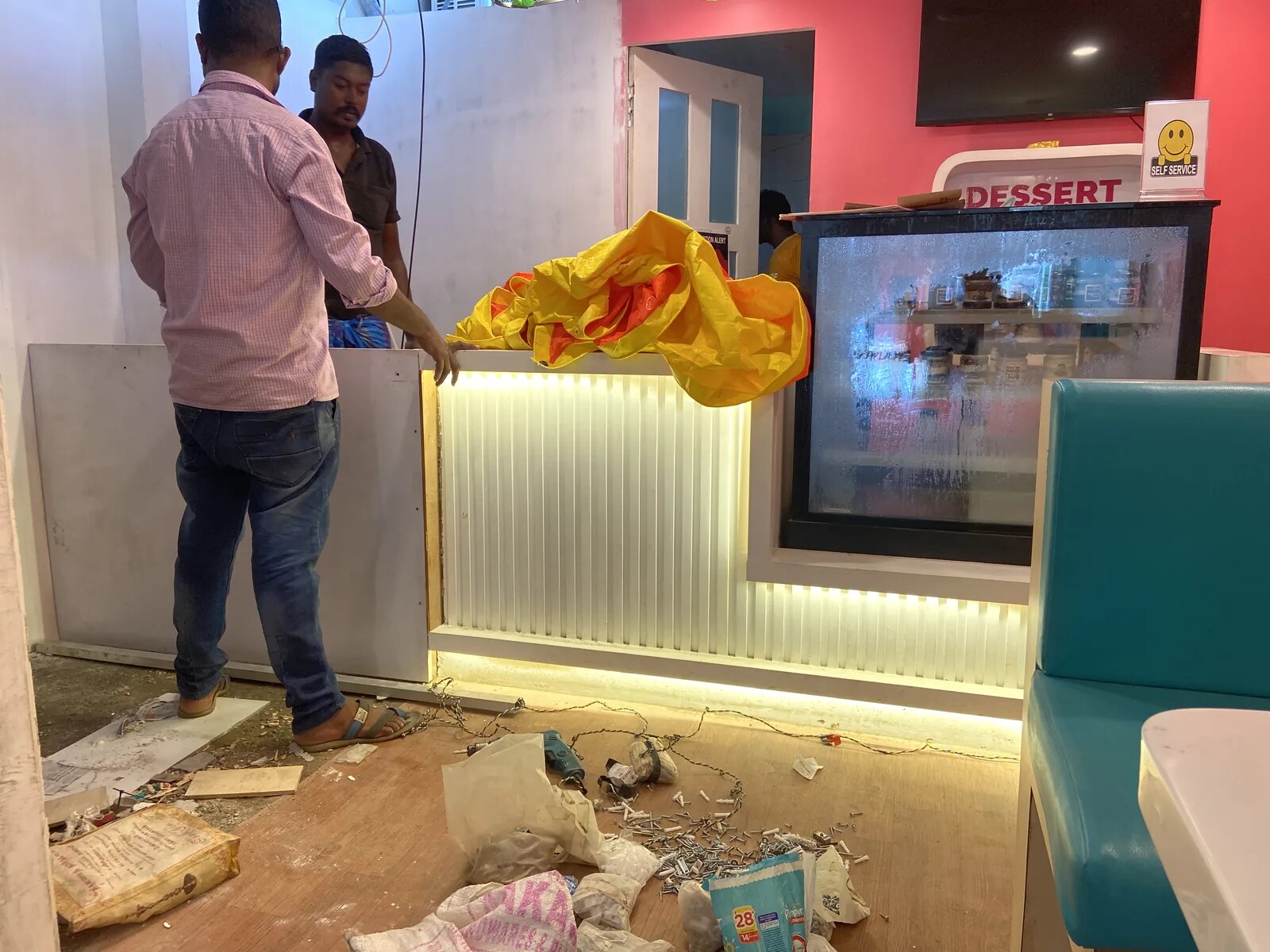 Front of house from the completed Dessert Addictions cafe fit-out in Chennai