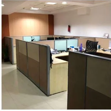 KG360 office fit-out Chennai by AlcorOne Solutions — open workstation cluster