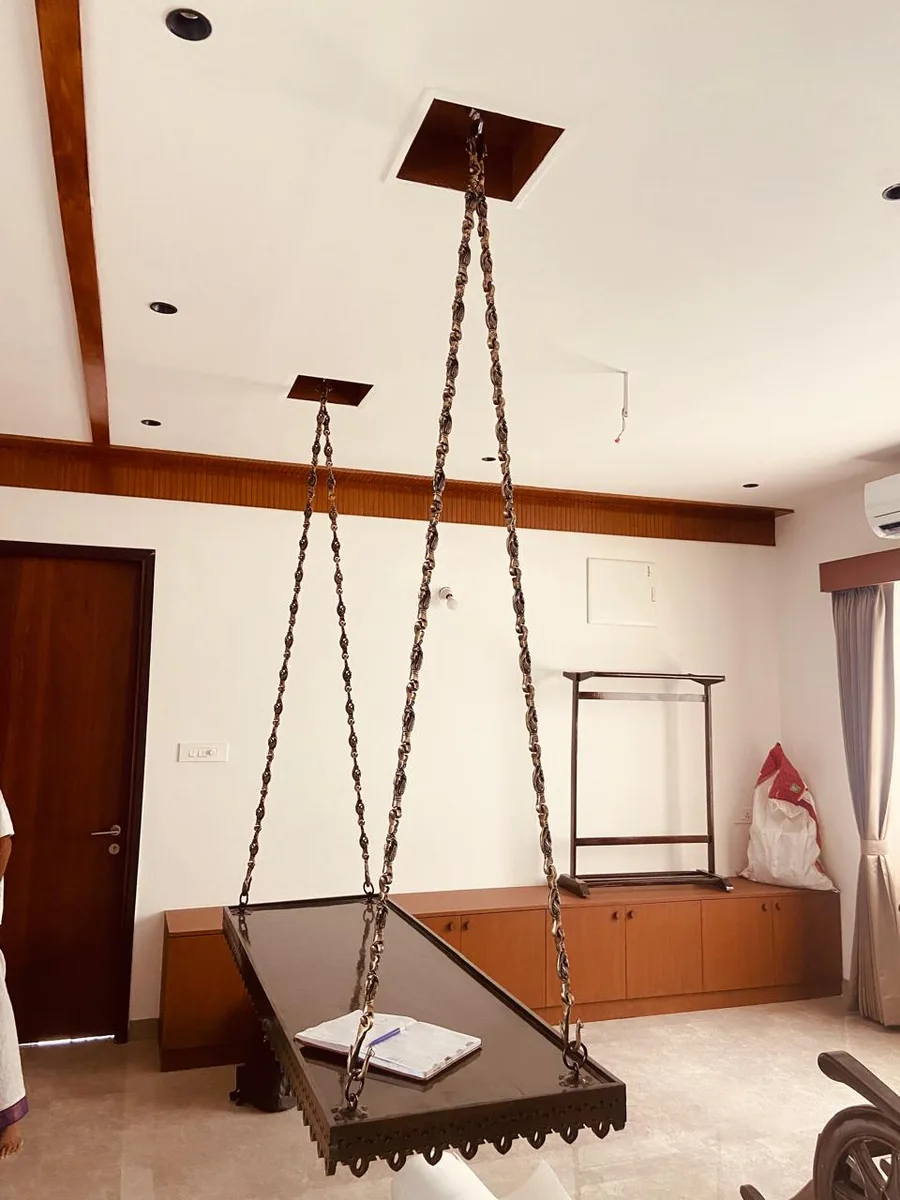EIPL La Paloma duplex interior in Hyderabad by AlcorOne Solutions — Traditional oonjal swing