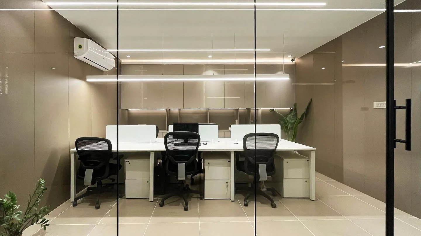 Vedant Petrochem office fit-out Hyderabad by AlcorOne Solutions — cabin with workstations