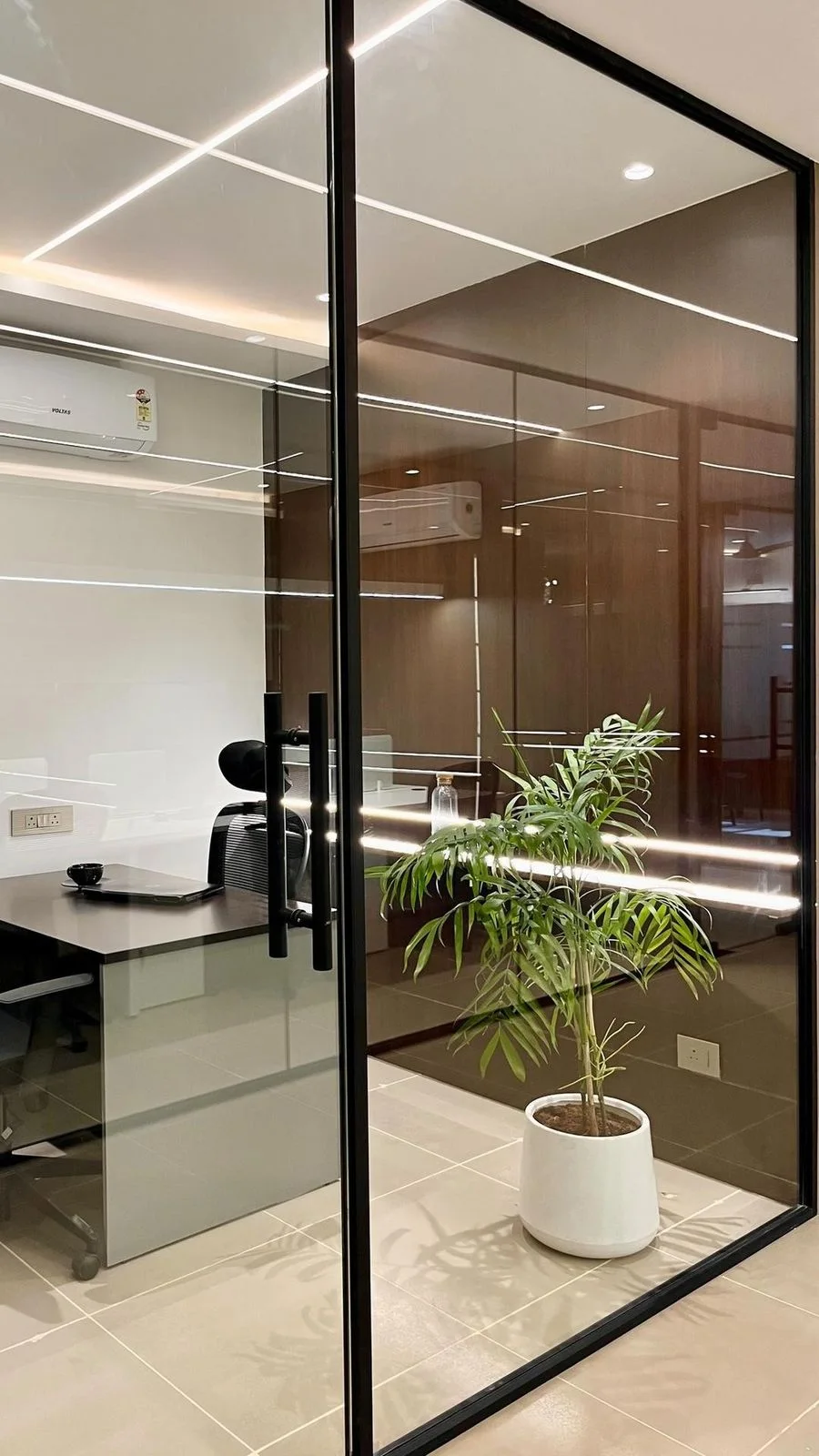 Vedant Petrochem office fit-out Hyderabad by AlcorOne Solutions — executive cabin