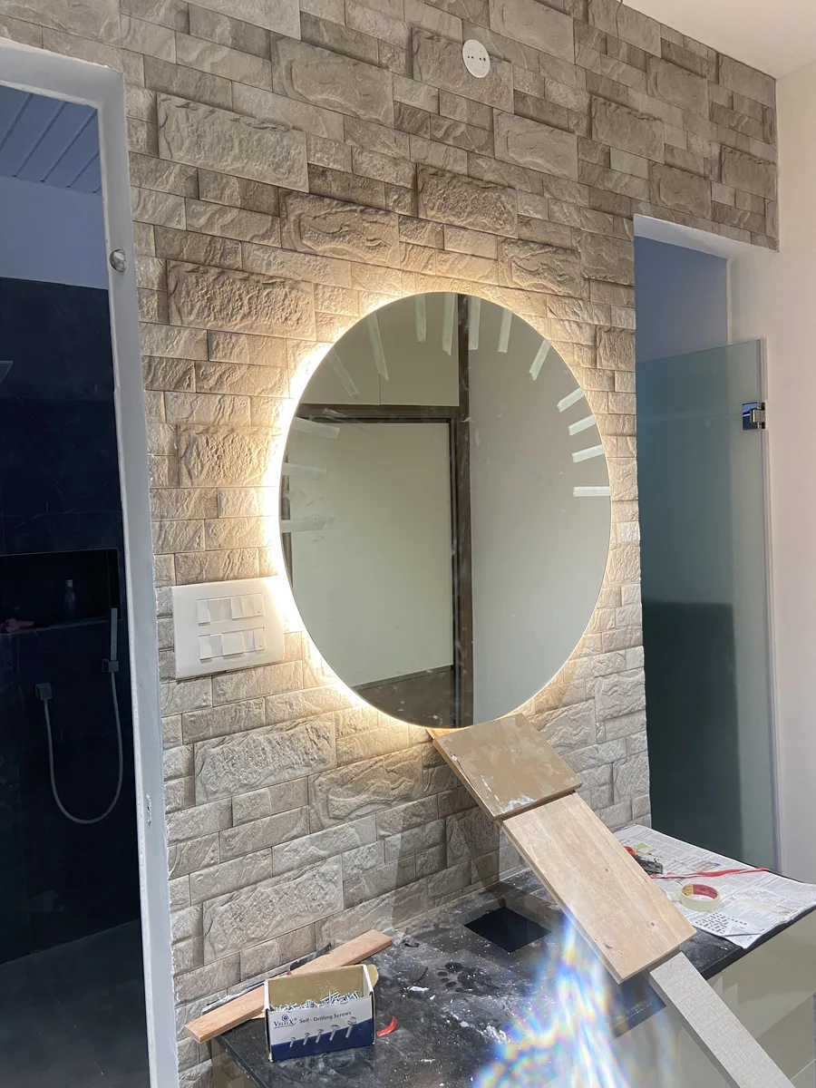 Villa interior in Hyderabad by AlcorOne Solutions — Oval-lit vanity