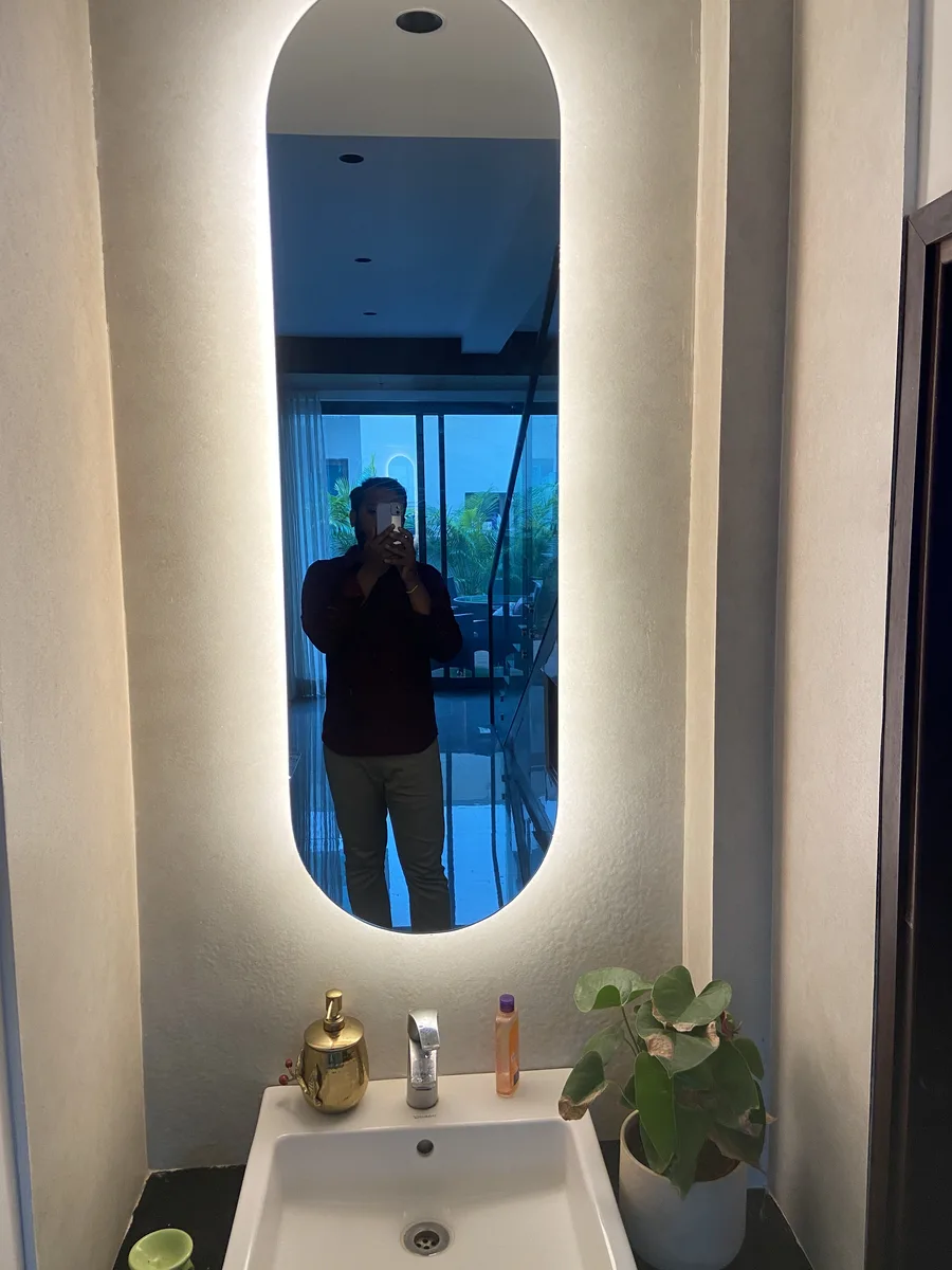 Villa interior in Hyderabad by AlcorOne Solutions — Backlit mirror vanity