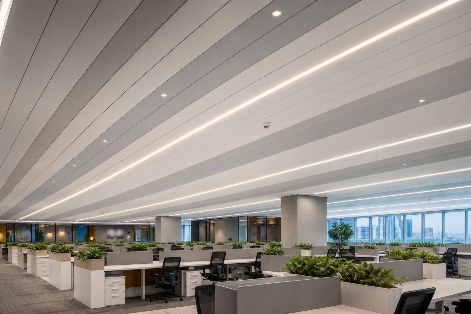 Two-Tone Linear Plank Ceiling