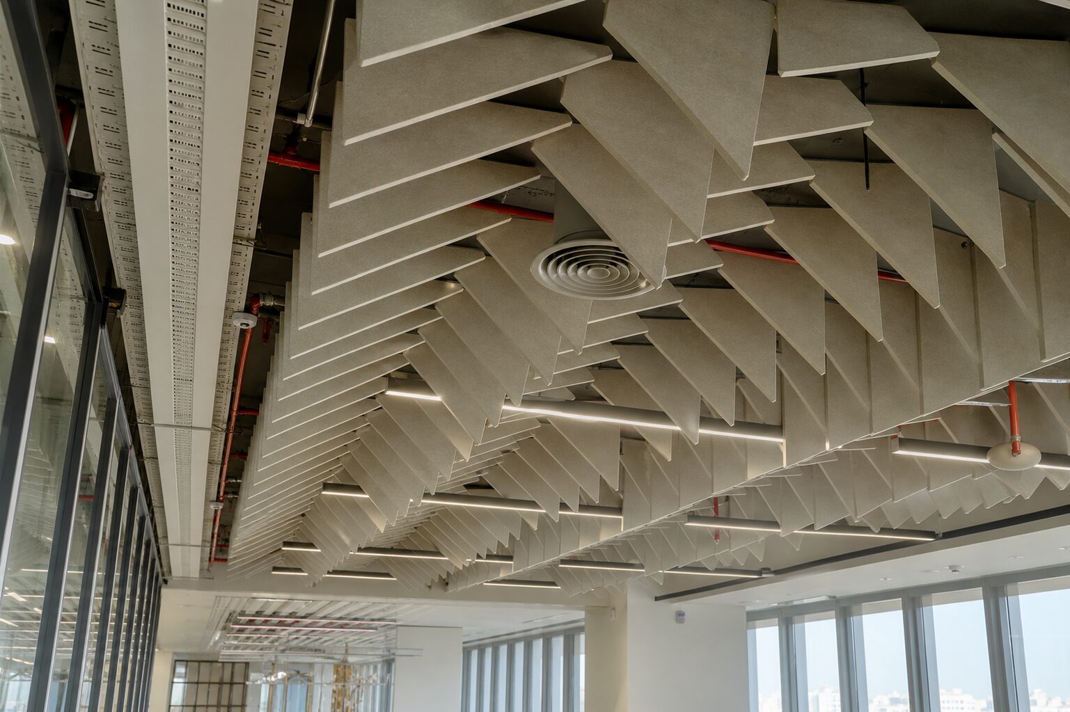 Herringbone Acoustic Fin Ceiling