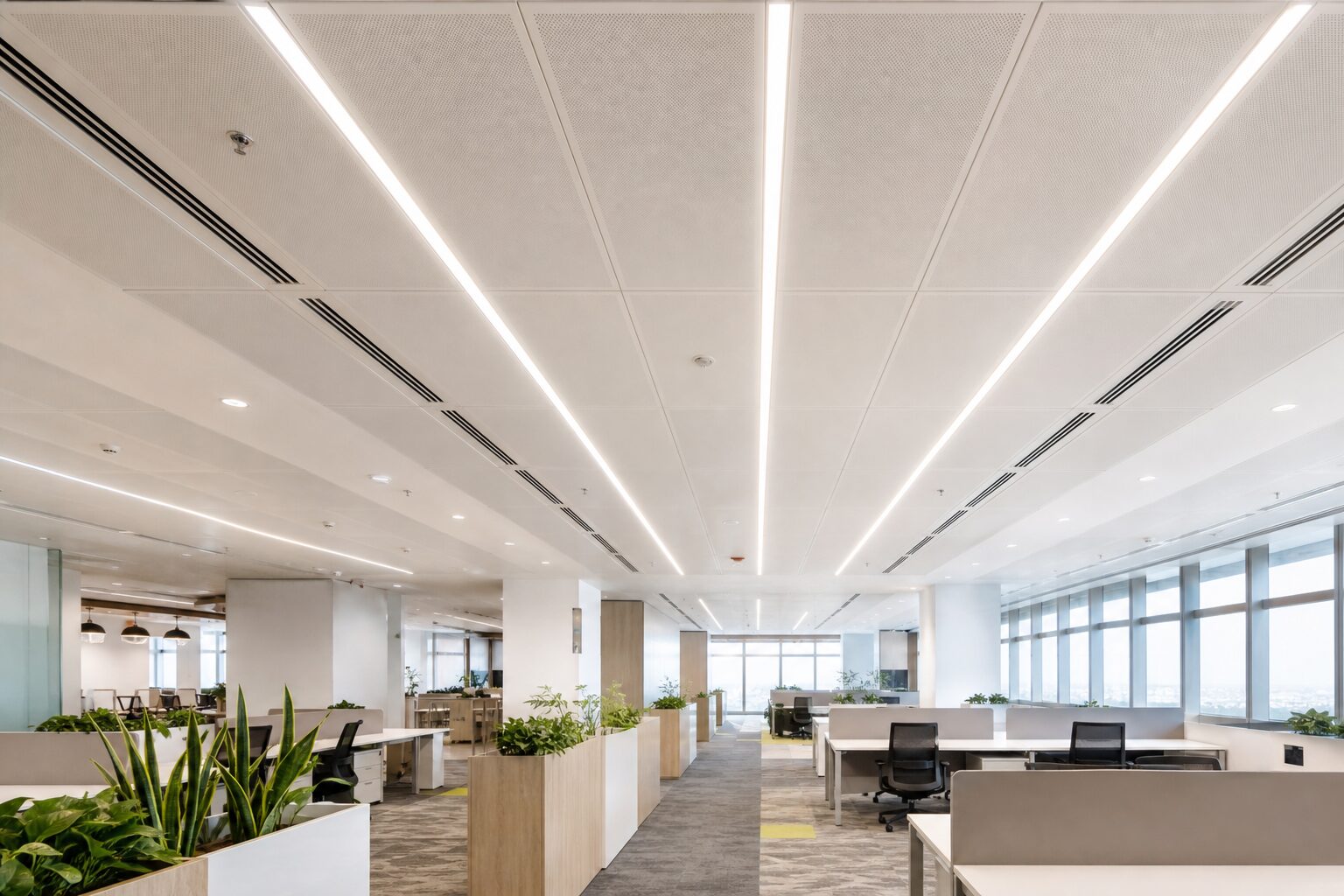Perforated Ceiling, Converging Light Runs
