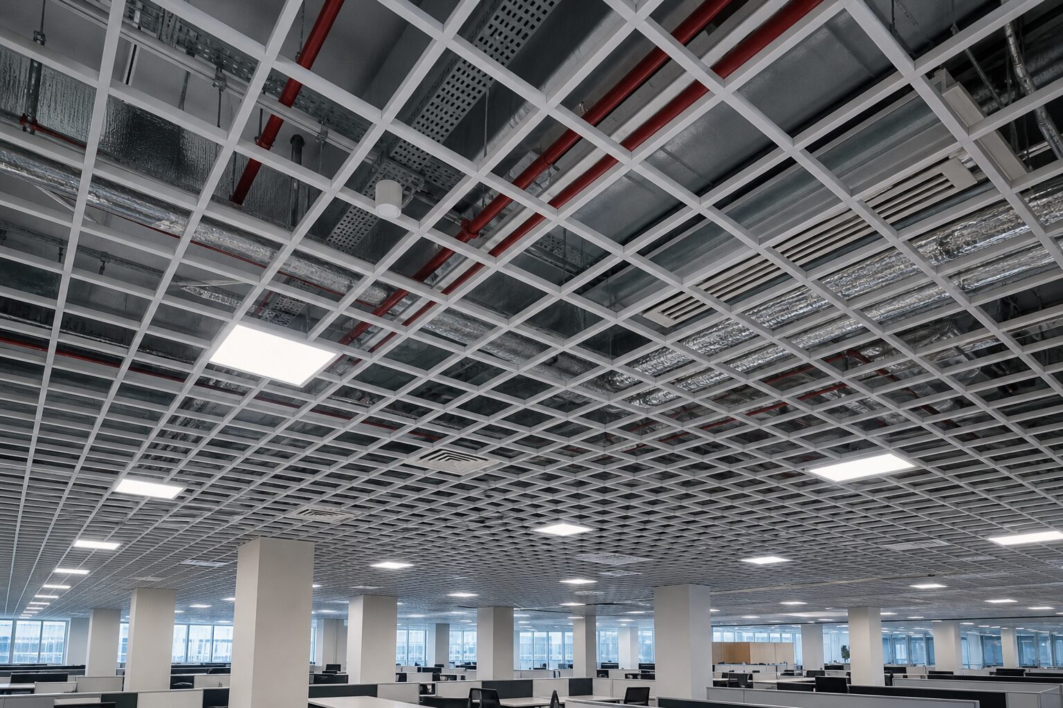 Open-Cell Grid, Exposed Insulated Ductwork