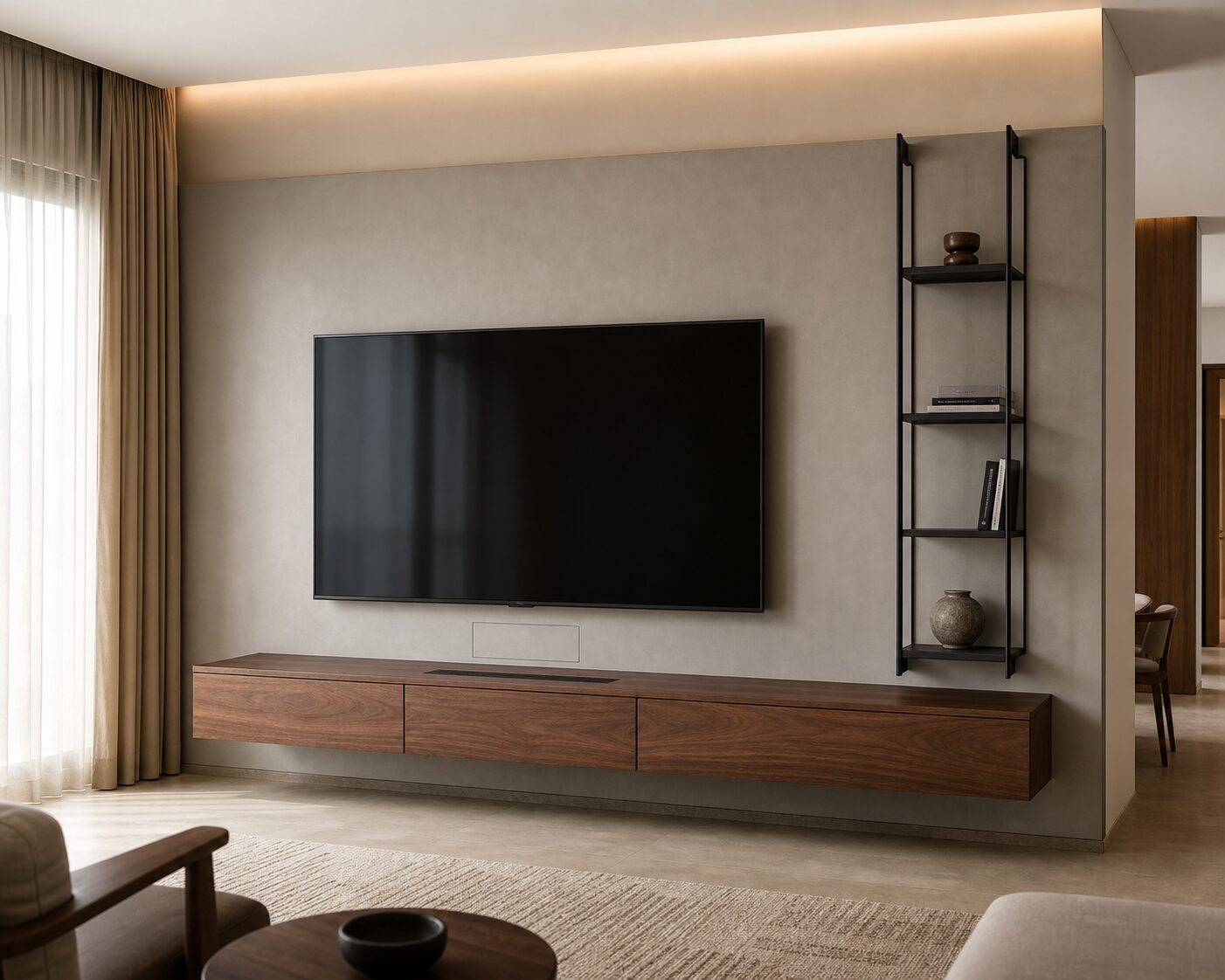 Walnut Microcement Floating Unit