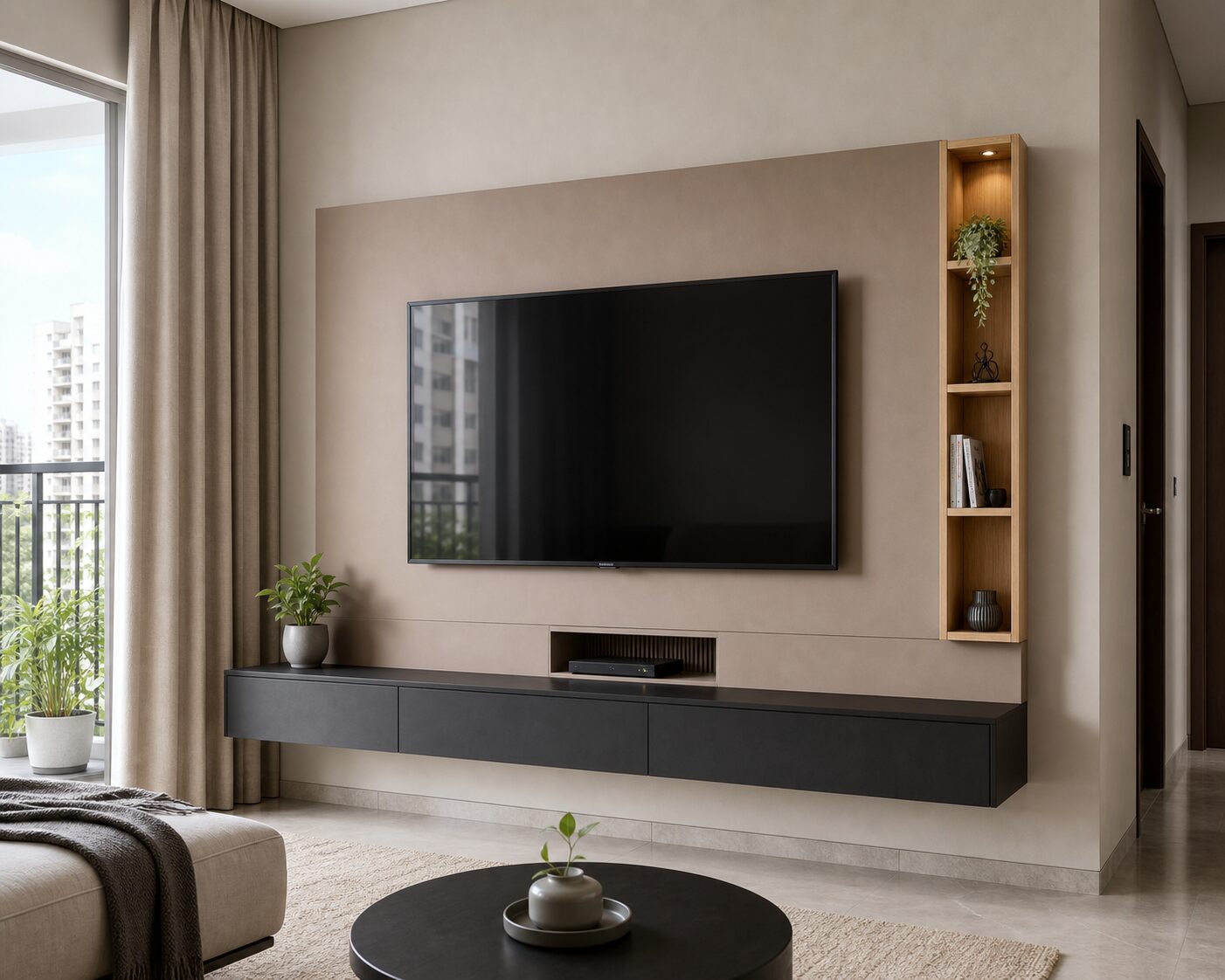 Clay and Charcoal Floating Wall