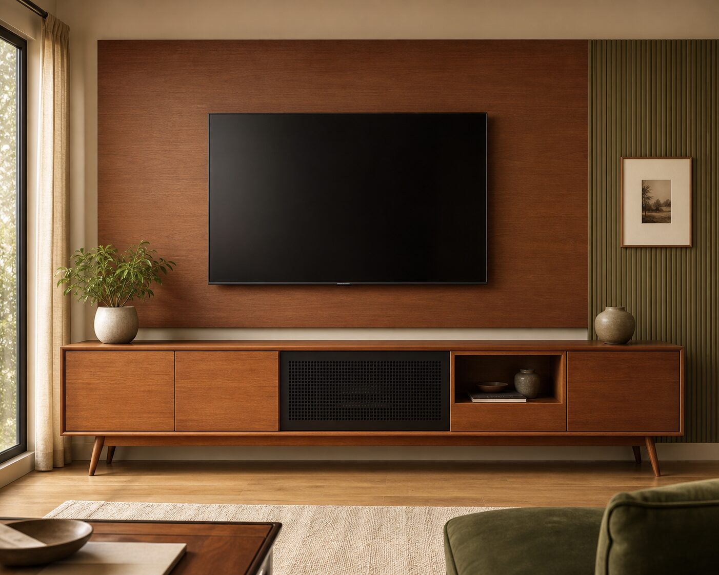 Teak Mid-Century Media Credenza