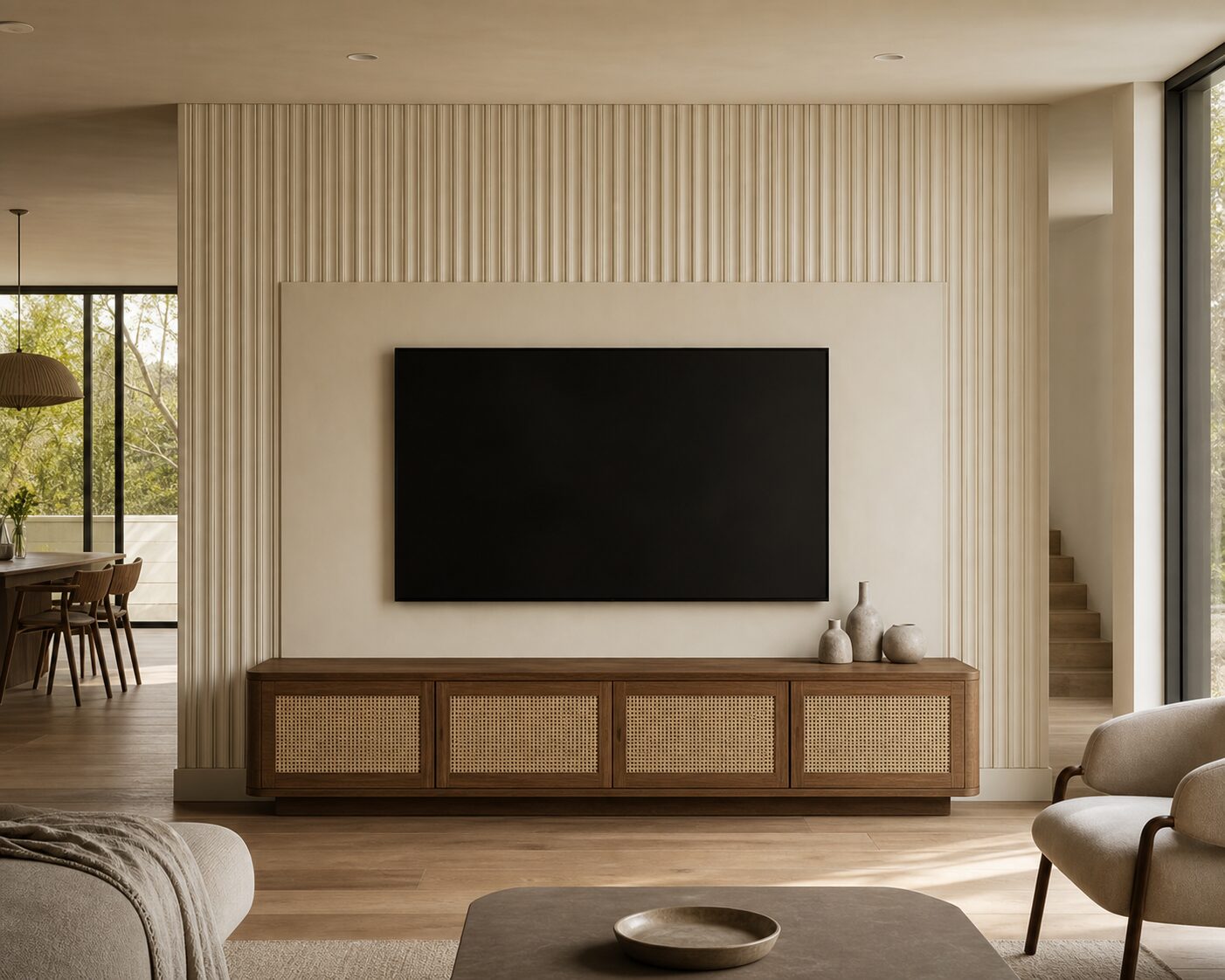 Ivory Fluted Plaster Wall