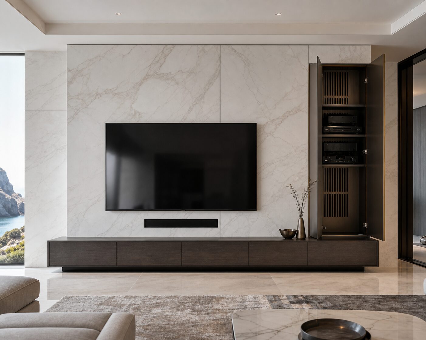 White Marble AV Wall