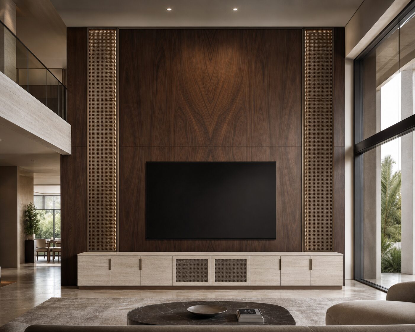 Walnut and Bronze Villa Wall