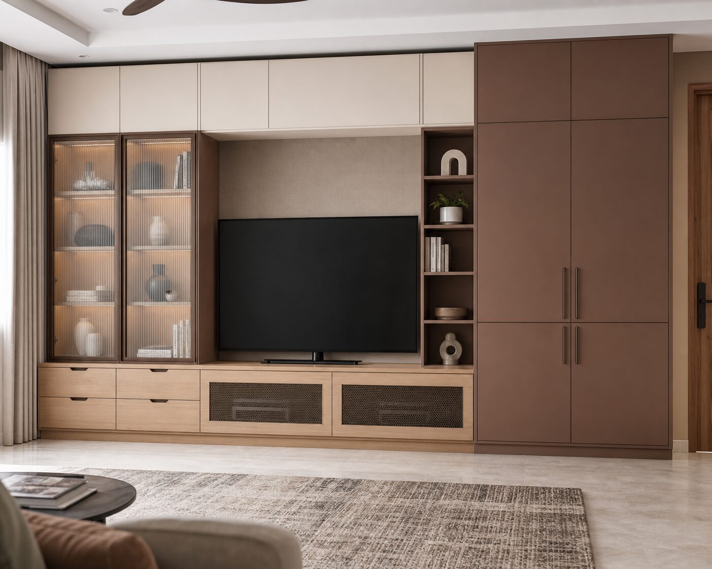 Cinnamon and Beech Storage Wall