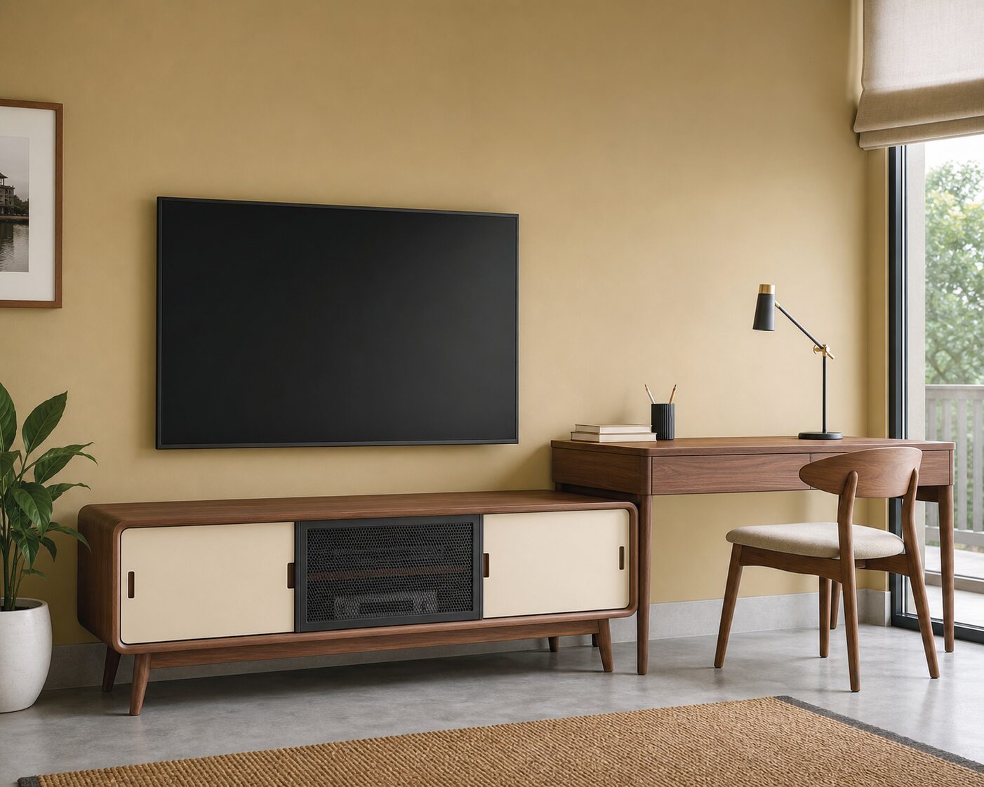 Walnut Media Console and Study