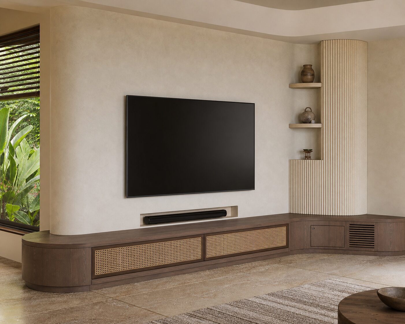 Curved Plaster Corner Console
