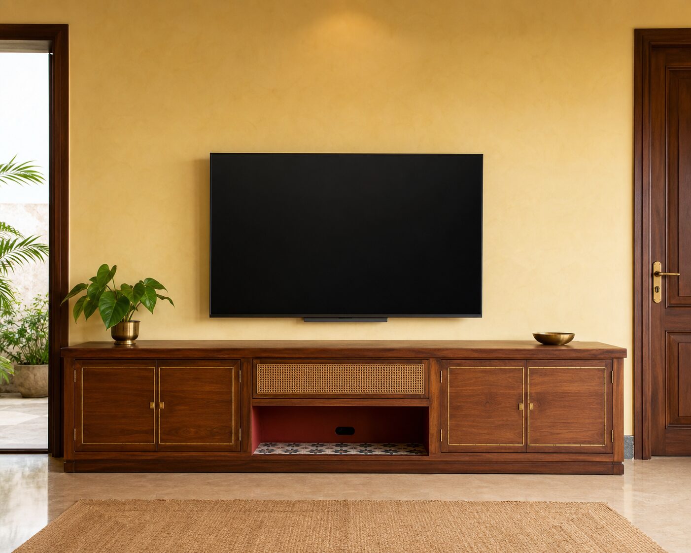 Turmeric Teak Crafted Console