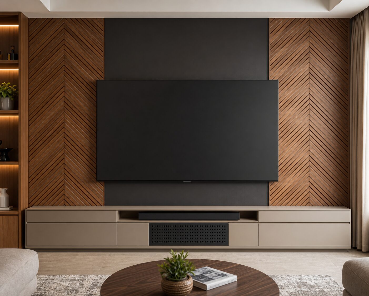 Teak Chevron Feature Wall