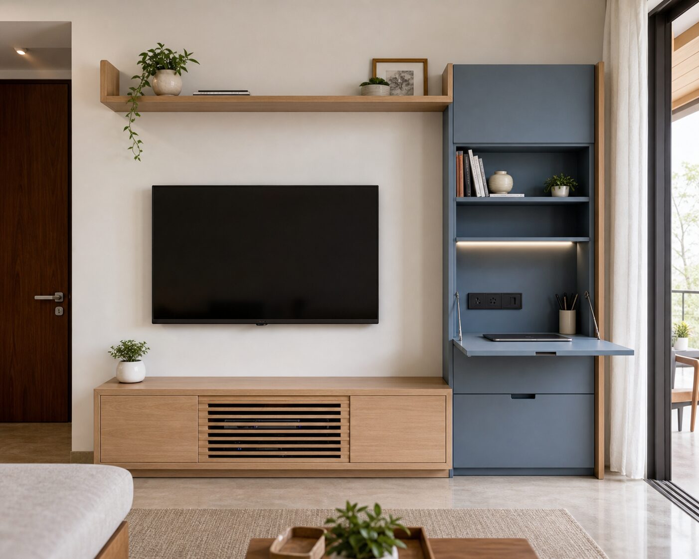Dusty Blue Fold-Down Study Wall