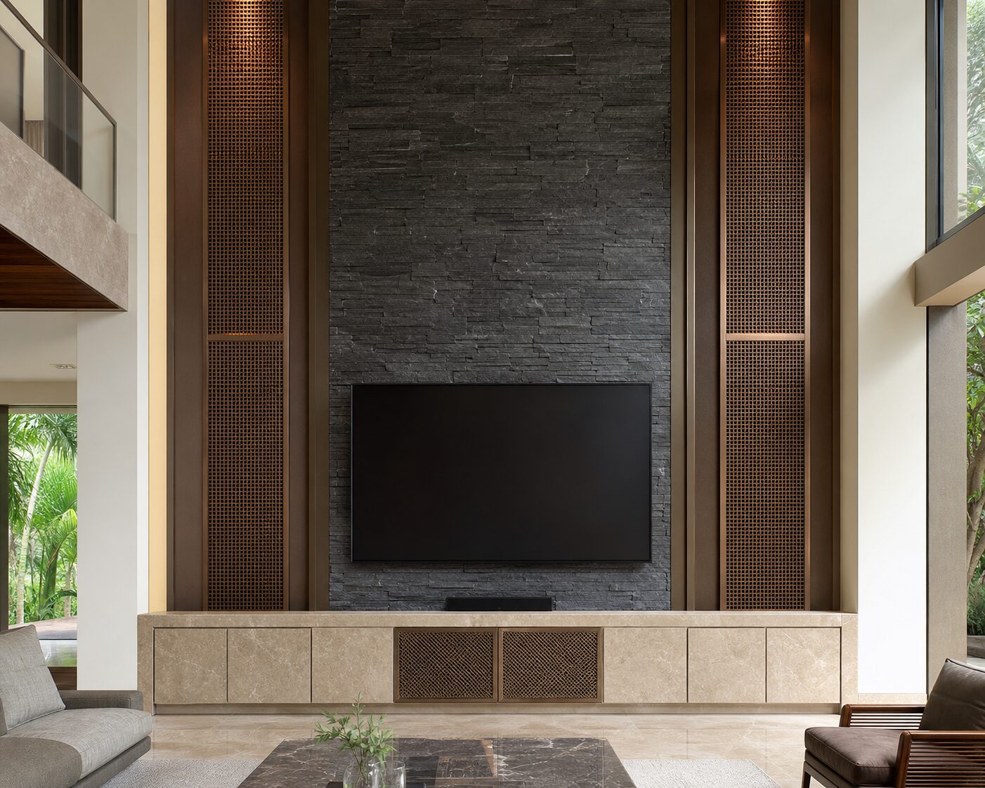 Slate and Bronze Villa Wall