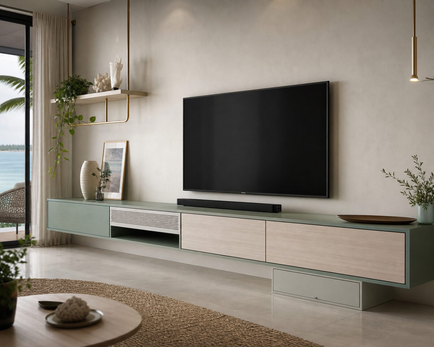 Sea Green and Ash Floating Wall
