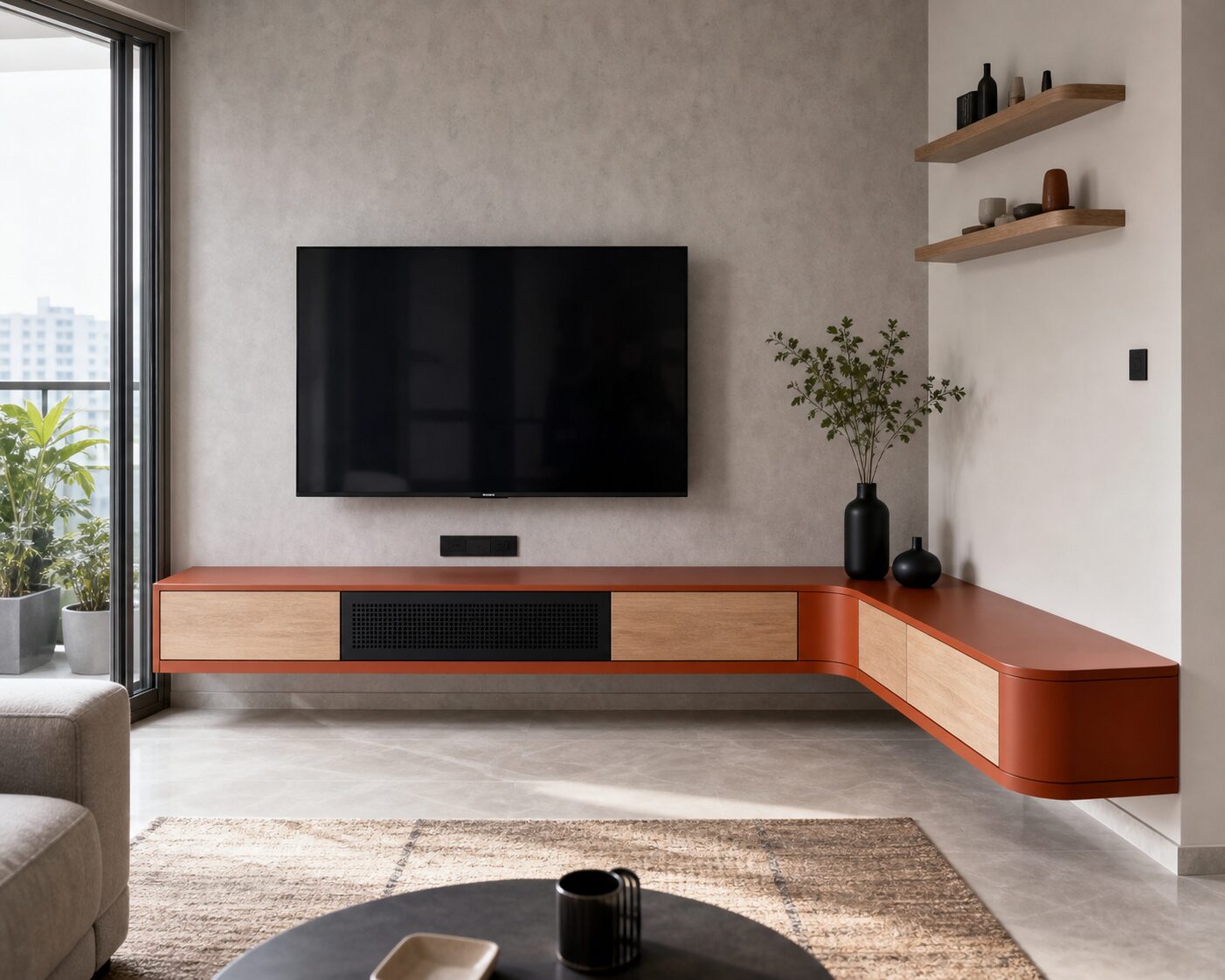 Burnt Orange Corner Console