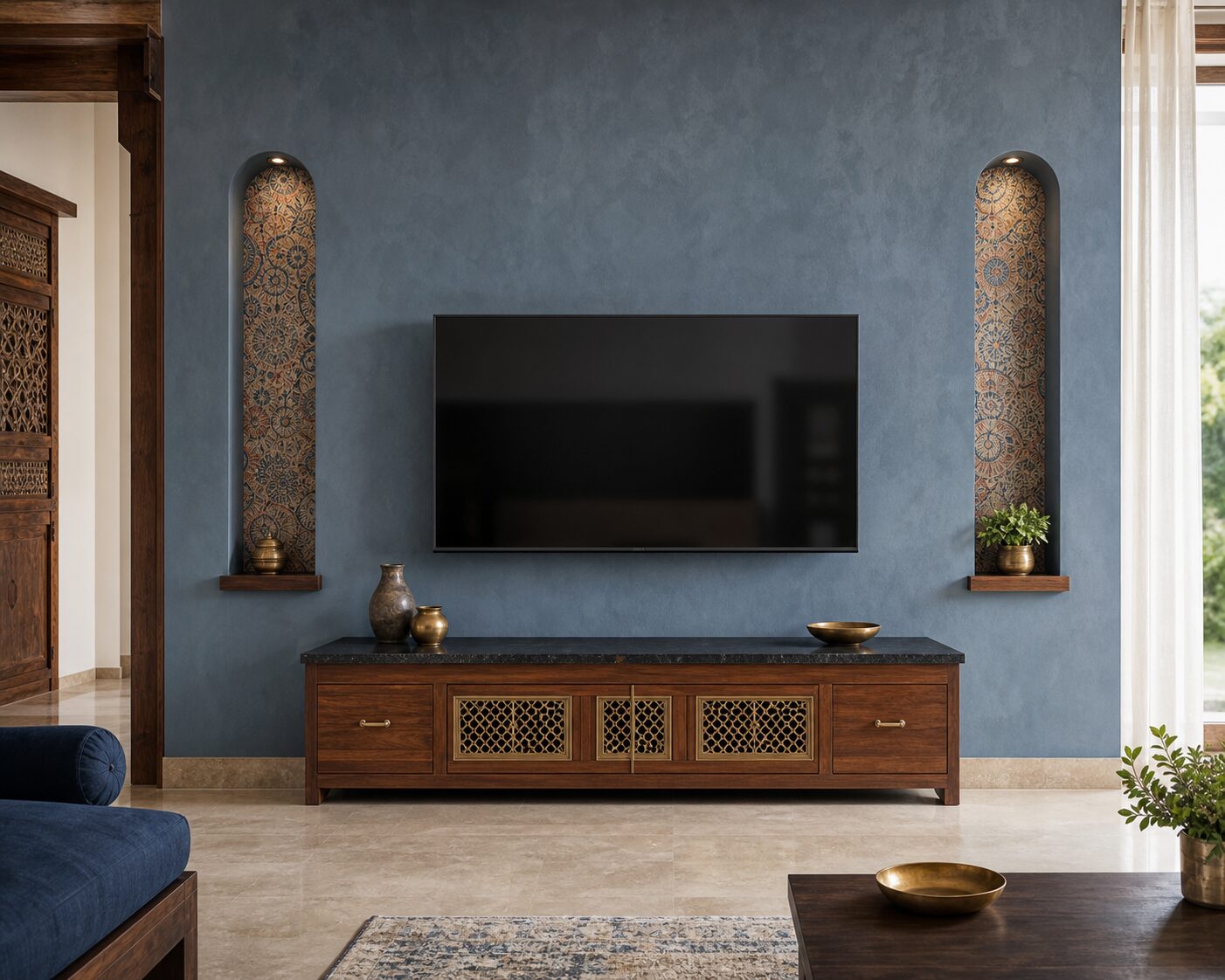 Indigo Kalamkari Crafted Wall
