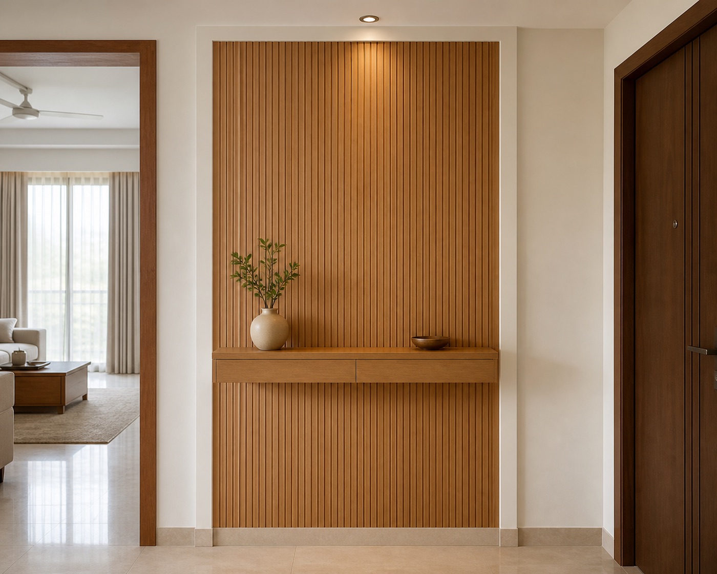 Compact Oak Fluted Entry Panel