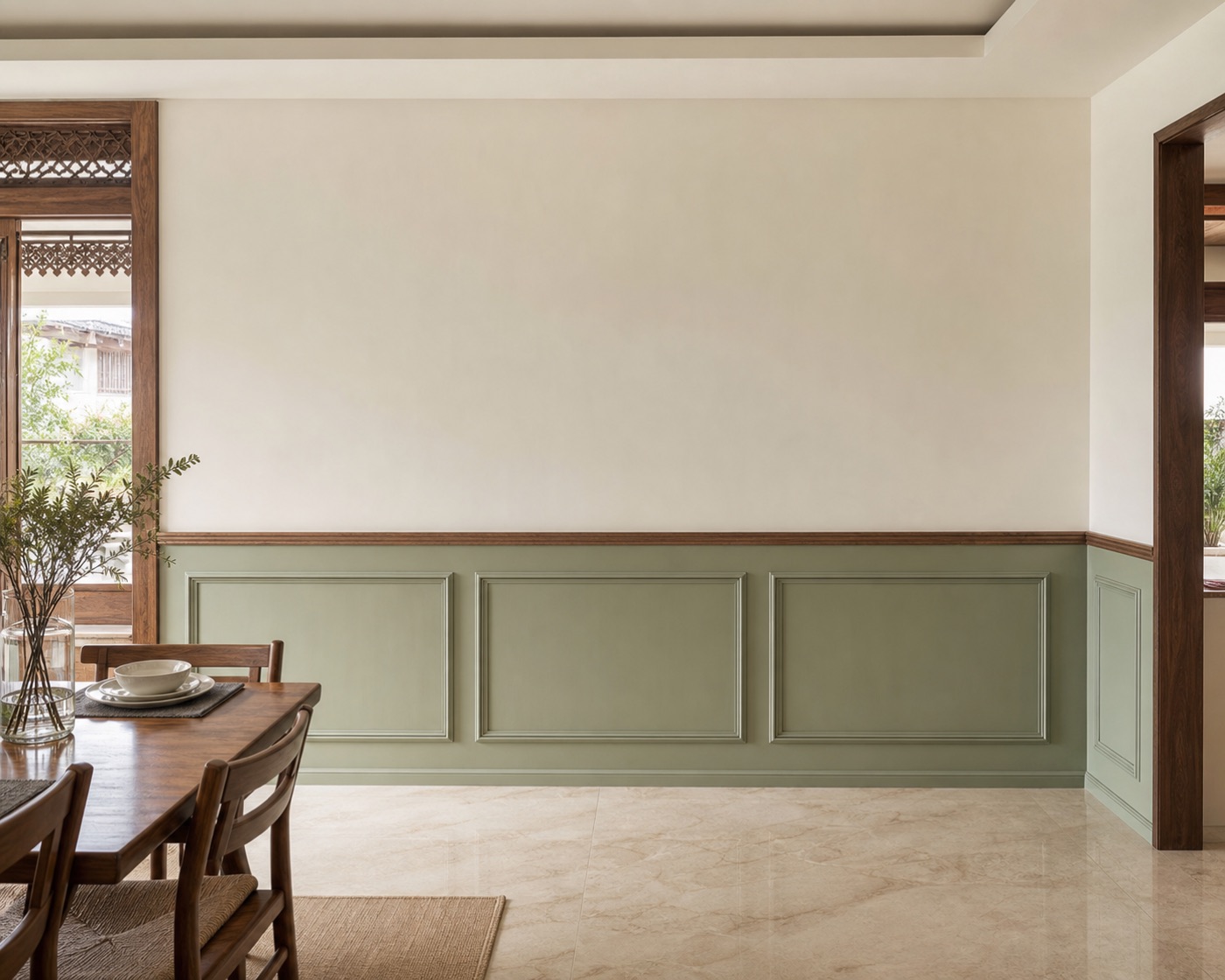 Sage Framed Dining Wainscot