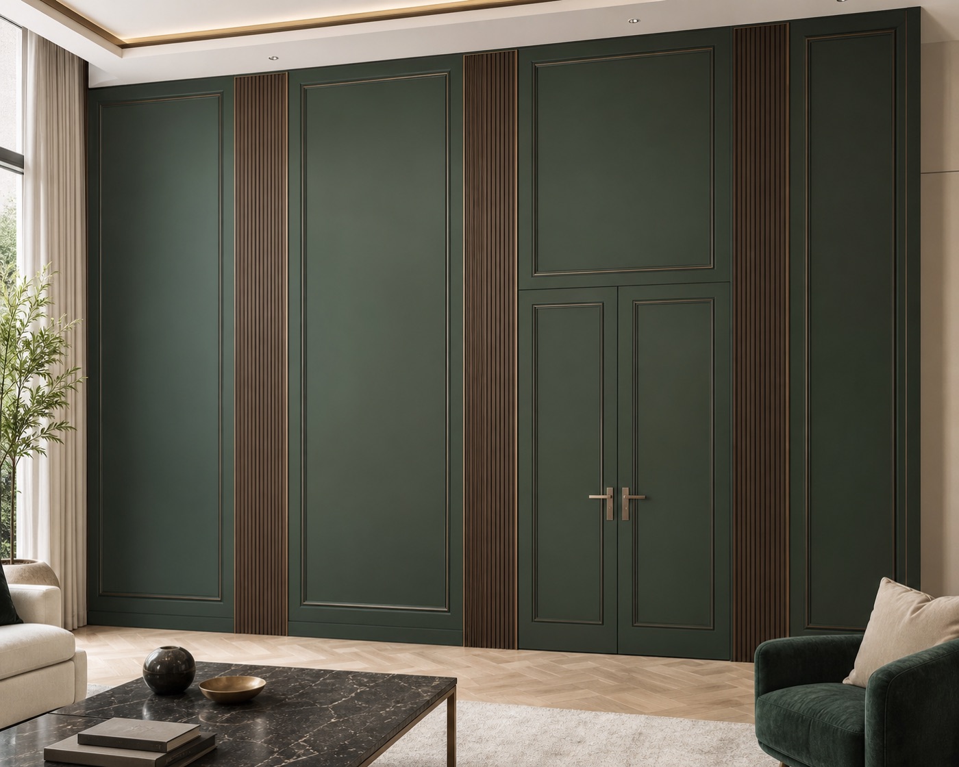 Forest Green Framed Door Wall