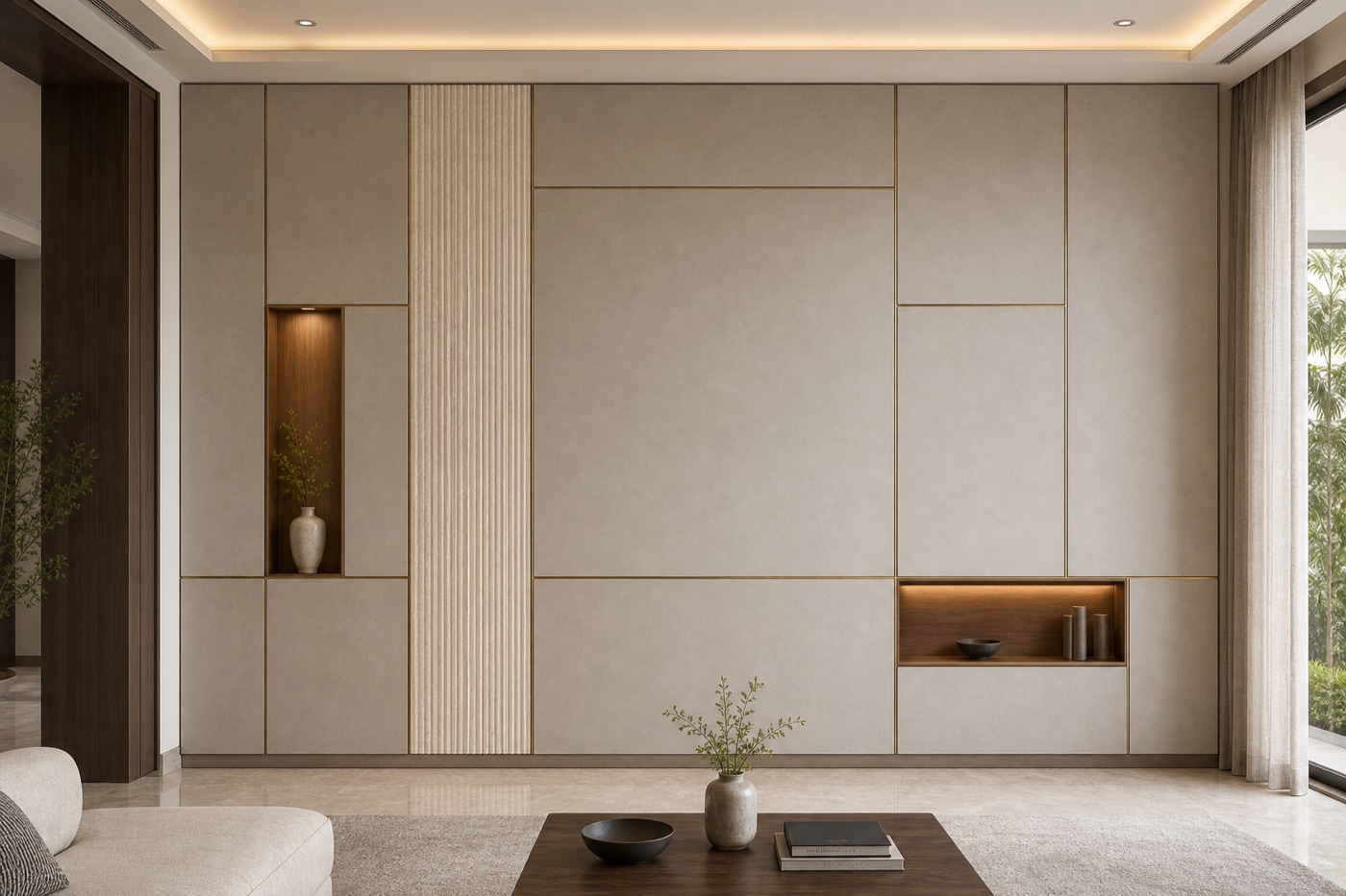 Mineral Grid and Brass Feature Wall