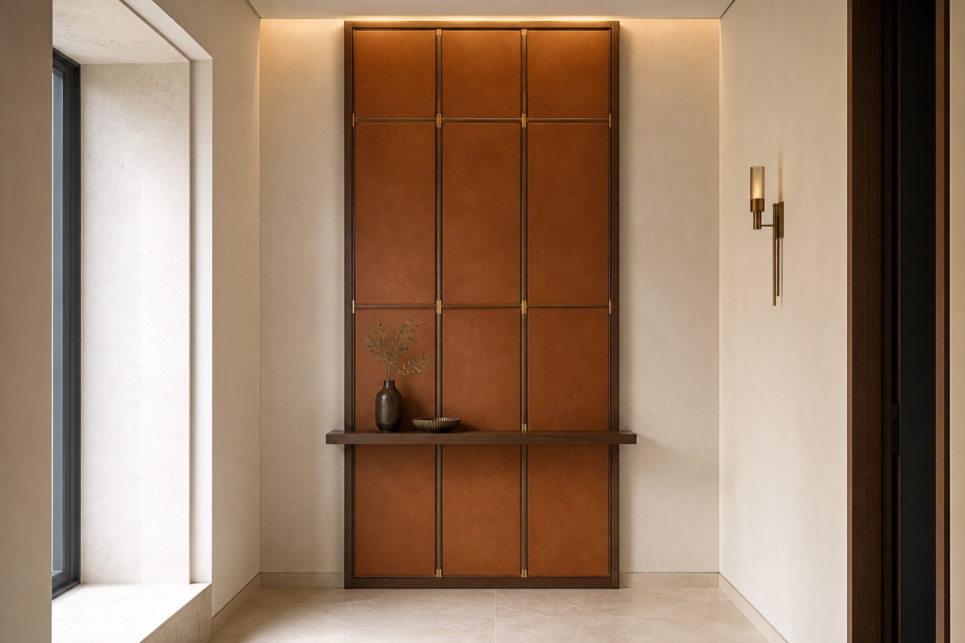 Saddle Leather Grid Panel