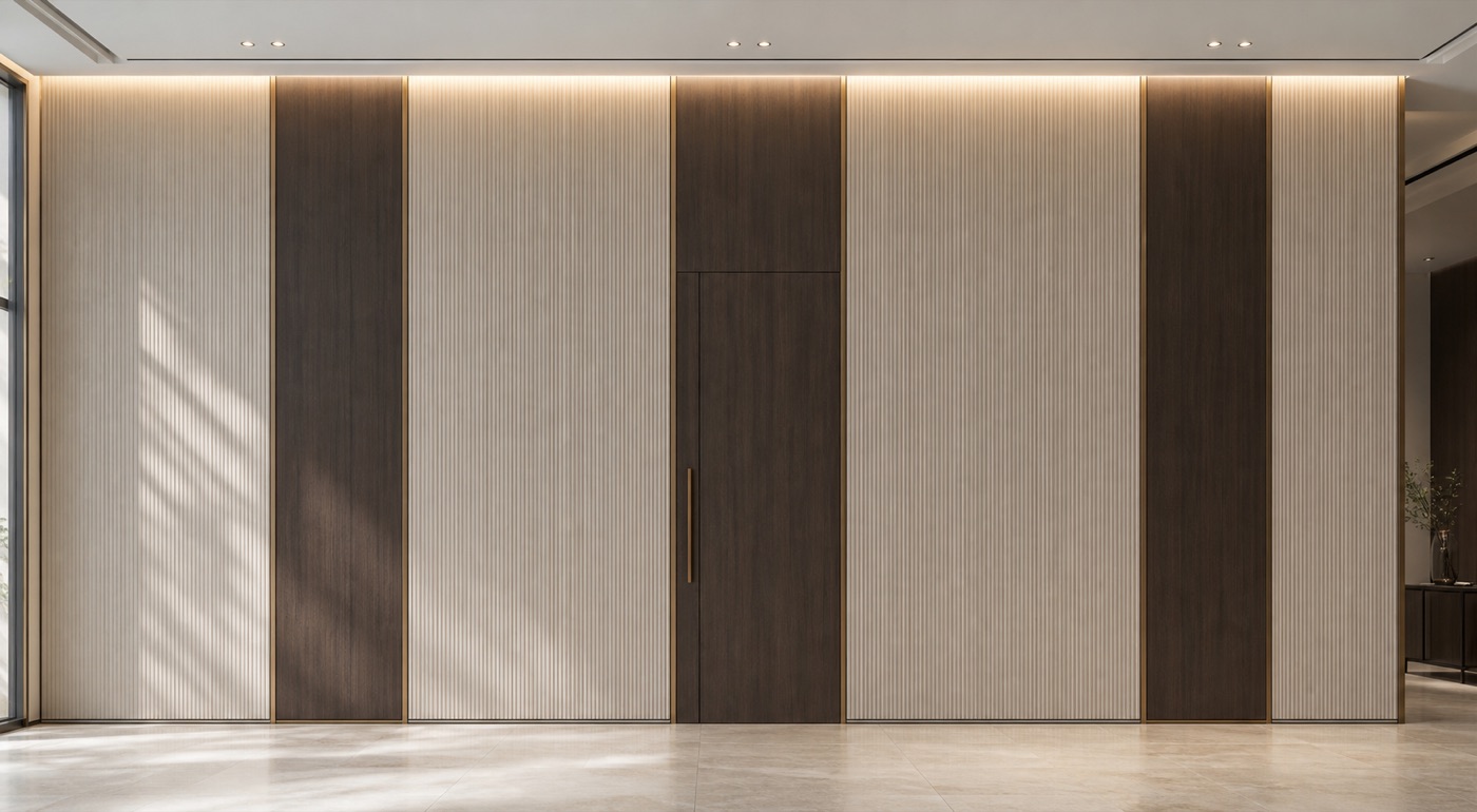 Ribbed Plaster Pivot Door Wall
