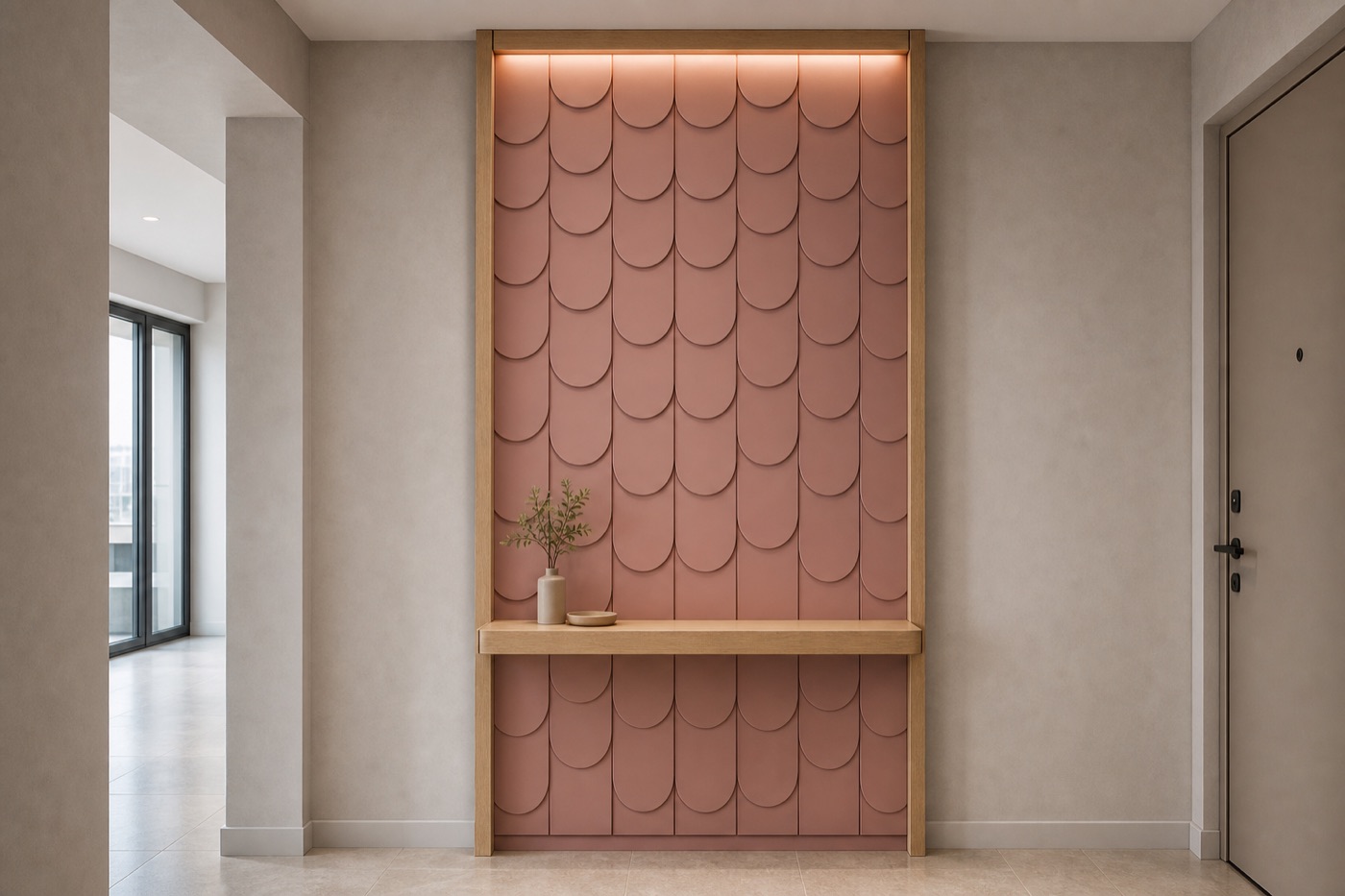 Dusty Rose Scallop Relief Panel