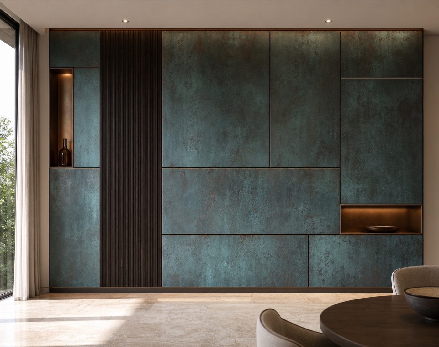 Verdigris Copper Feature Wall