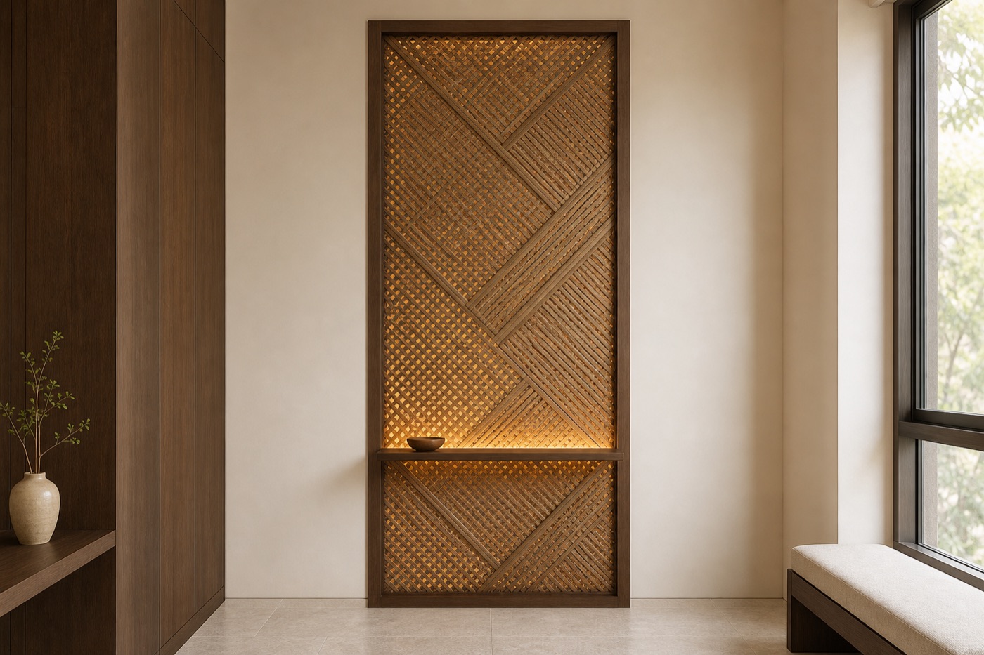 Woven Bamboo Meditation Panel