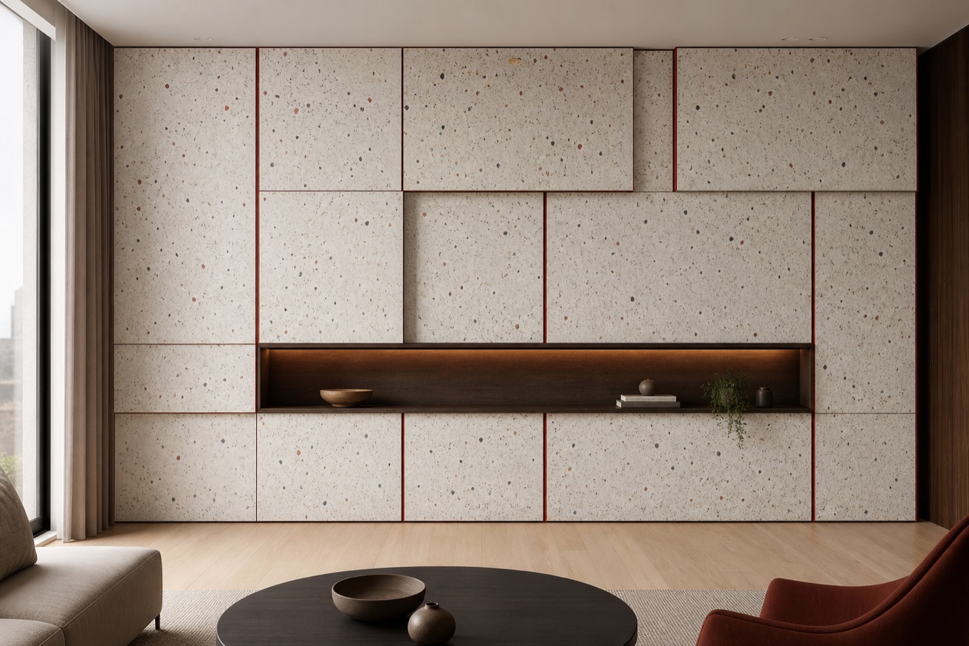 Stepped Terrazzo Relief Wall