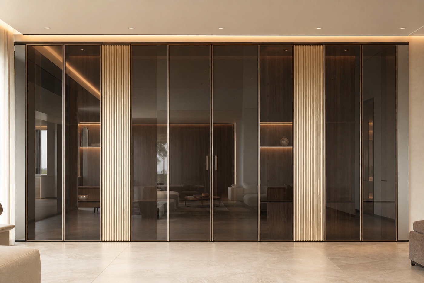 Smoked Glass Storage Door Wall