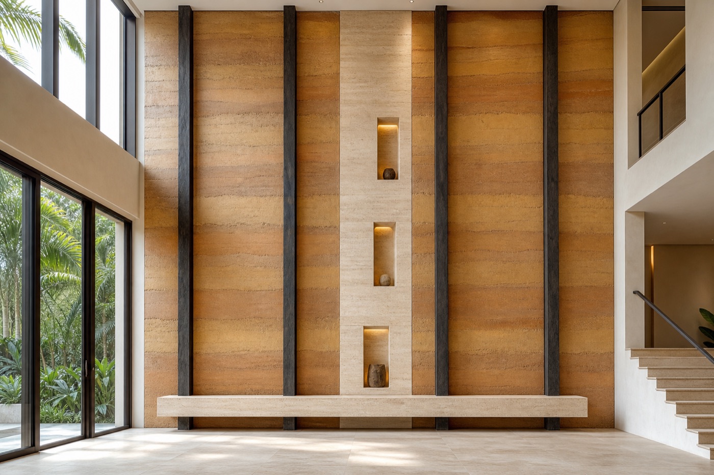 Rammed Earth Villa Foyer Wall