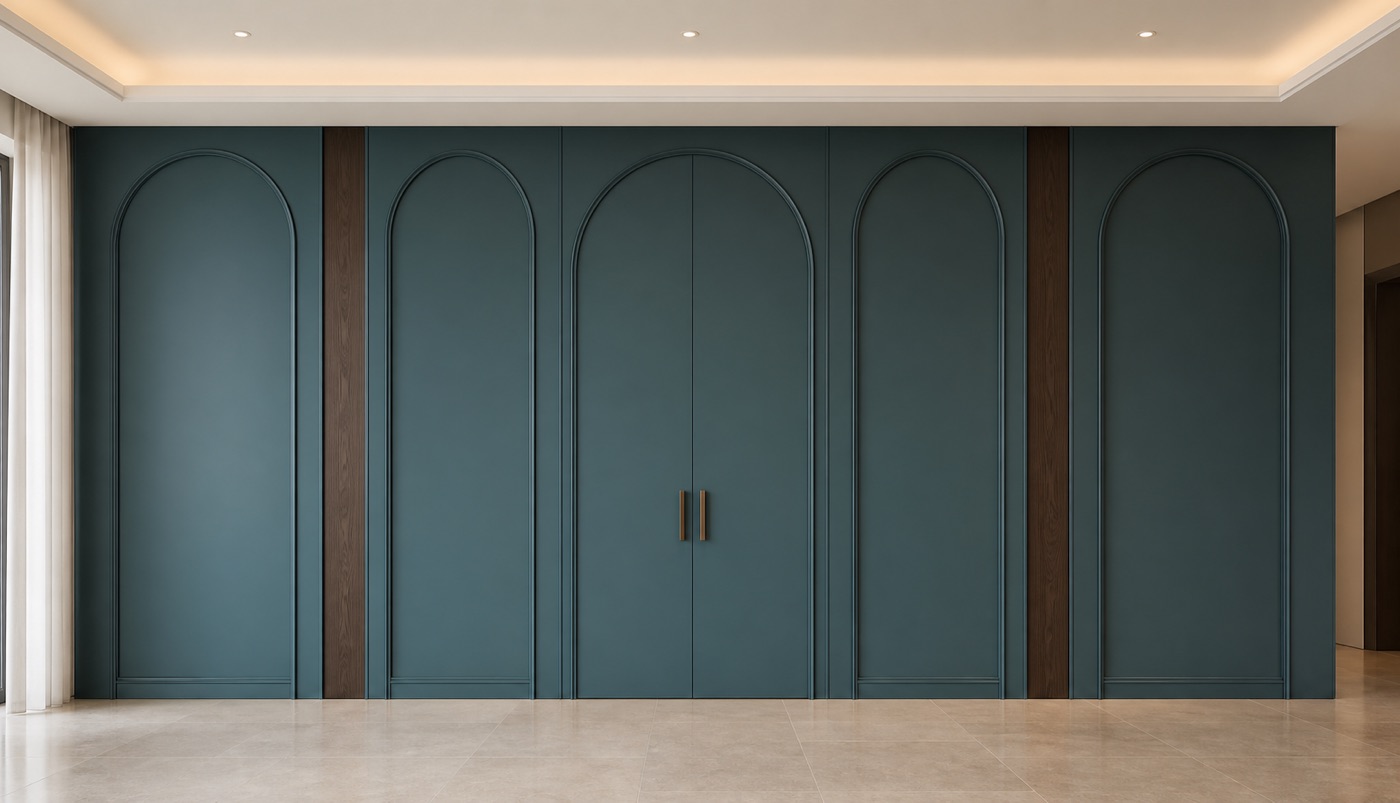 Teal Lacquer Arch Door Wall